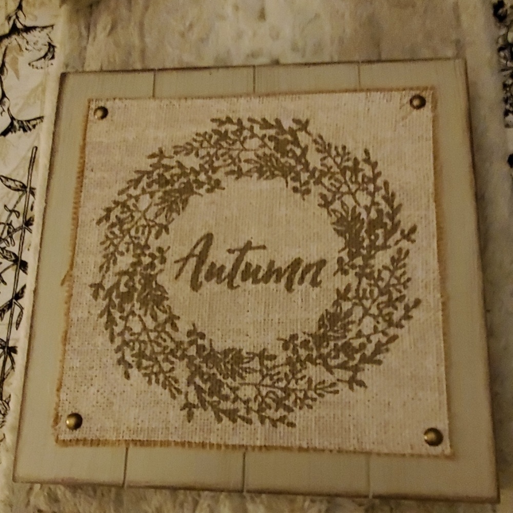 Autumn wood slat block sign.